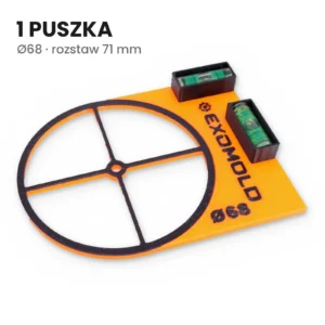 Szablon do puszek elektrycznych Ø68 mm z poziomicą – pojedynczy, 1 puszka